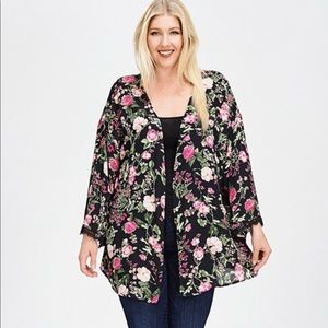 One left!! Plus Size Floral Kimono